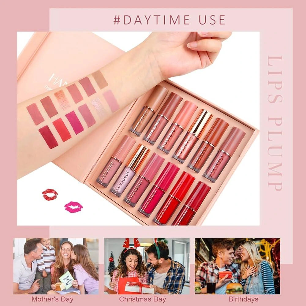 12-Piece Matte Liquid Lipstick & High Shine Lip Gloss Set – Waterproof, Long-Lasting
