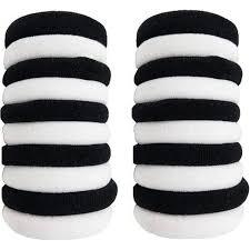 White And Black Ladies Rubber Band Elastic Pony Elastic Hair Bands, Rubber Bands, Poni , Hair Accessories -Pack 12