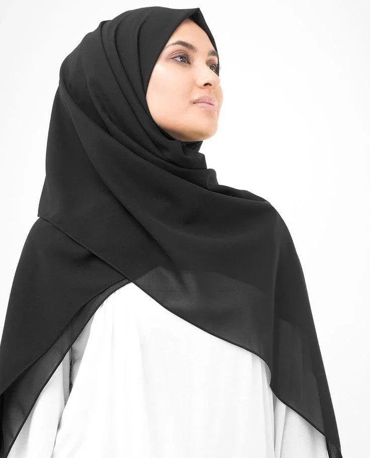 Plain Chiffon Georgette Hijab Stoller Scarf For Girls and Womens
