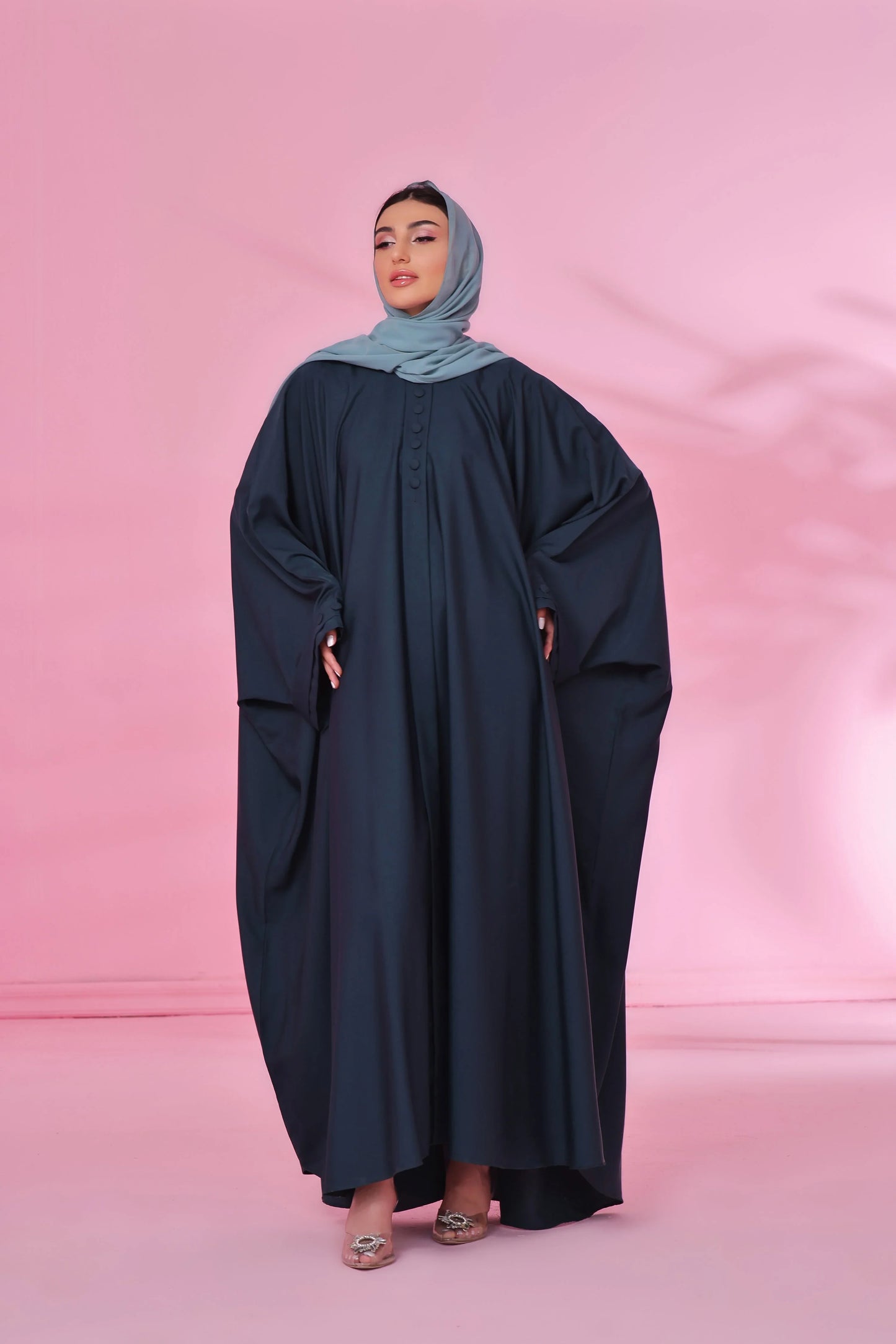 Flowy Farasha Cut Abaya - Deep Teal