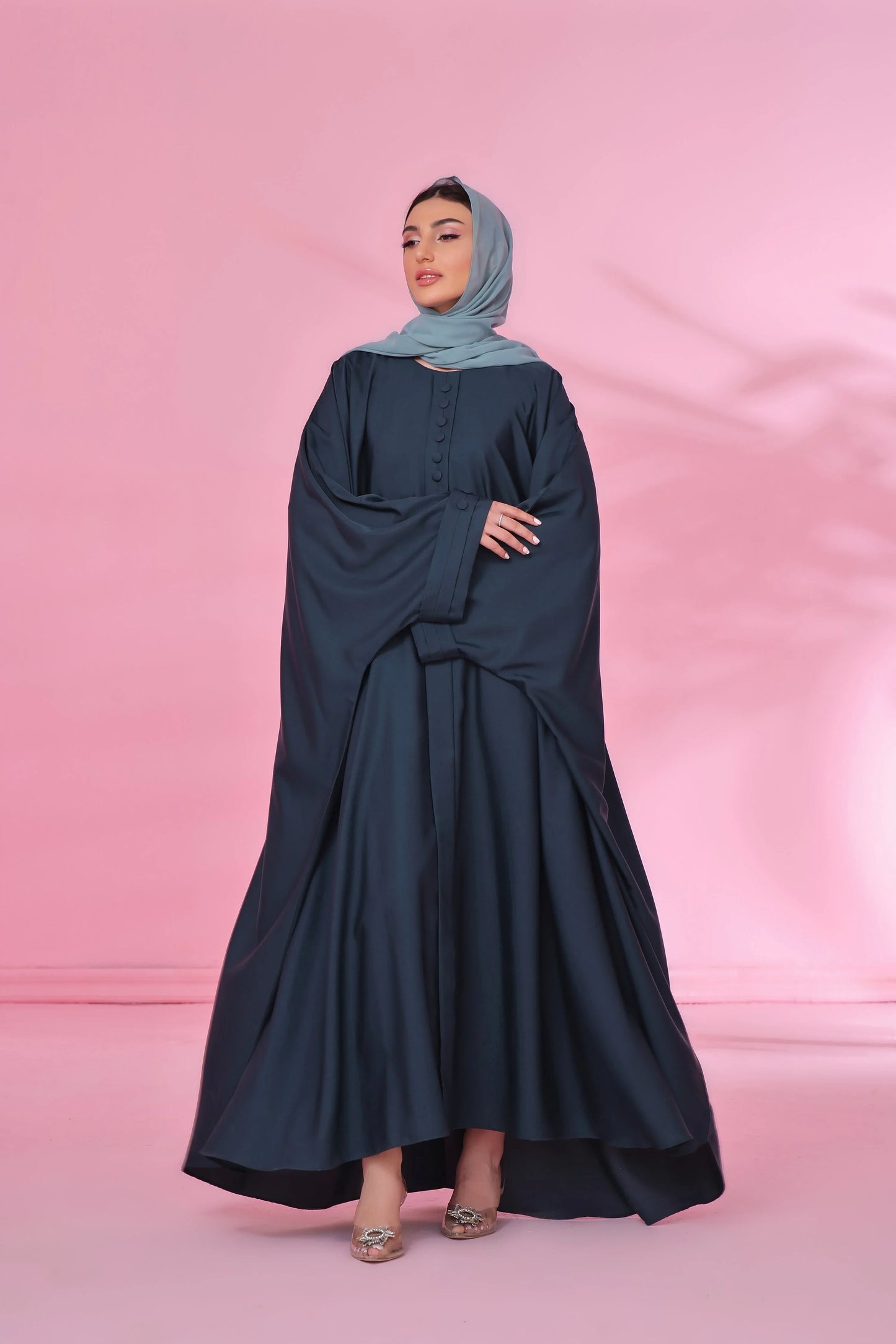 Flowy Farasha Cut Abaya - Deep Teal