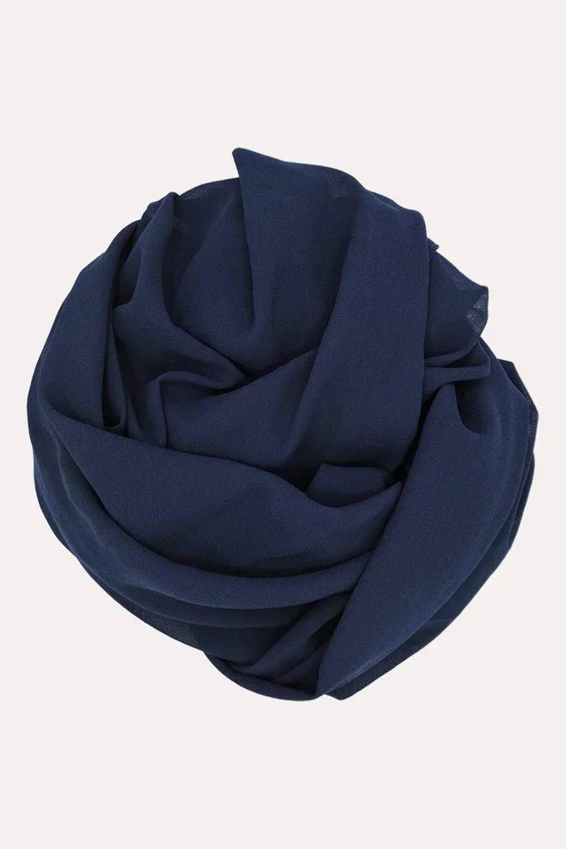 Pastel Hijaabi Navy Blue Best Quality Chiffon Hijab Georgette Hijab Breathable Soft Fabric Modesty Stylish Lightweight Instant Hijabs