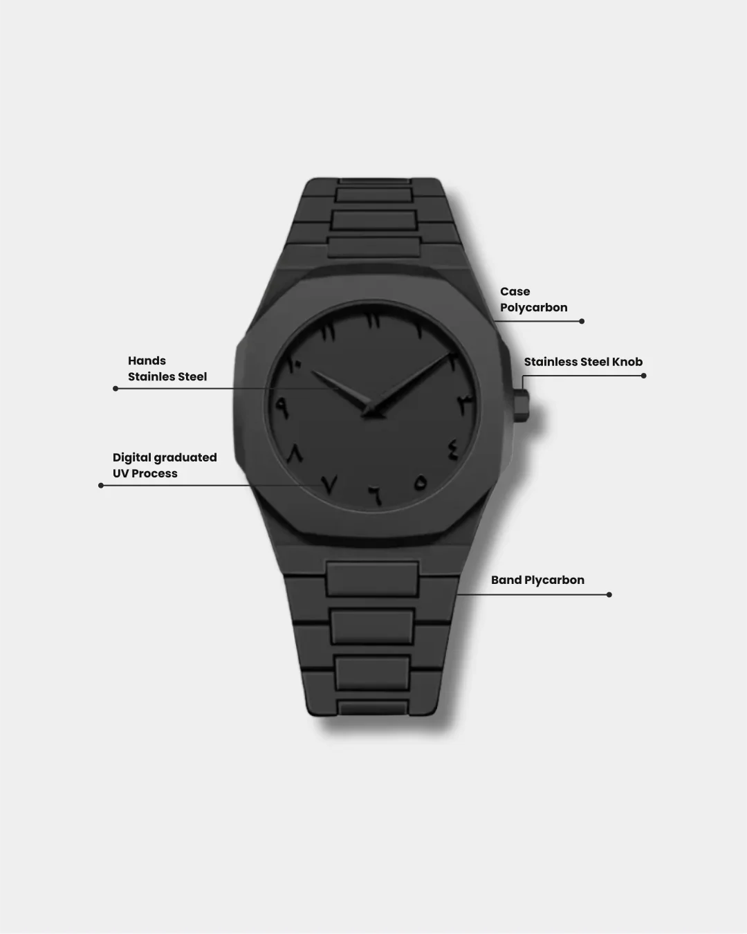 Nimz Fashion | Black Arabic Aura Premium Wristwatch