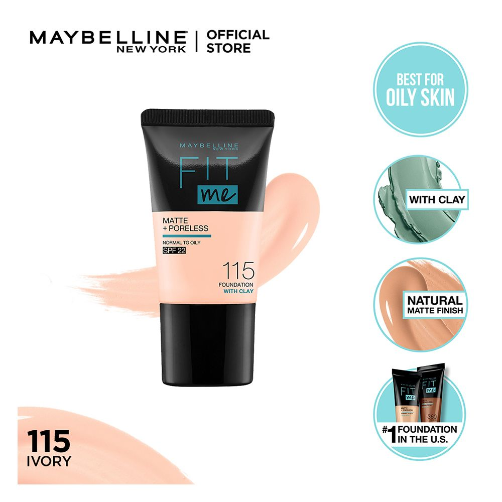 Maybelline New York Fit Me Matte & Poreless Liquid Foundation 18Ml Mini Tube - 115 Ivory - For Normal To Oily Skin