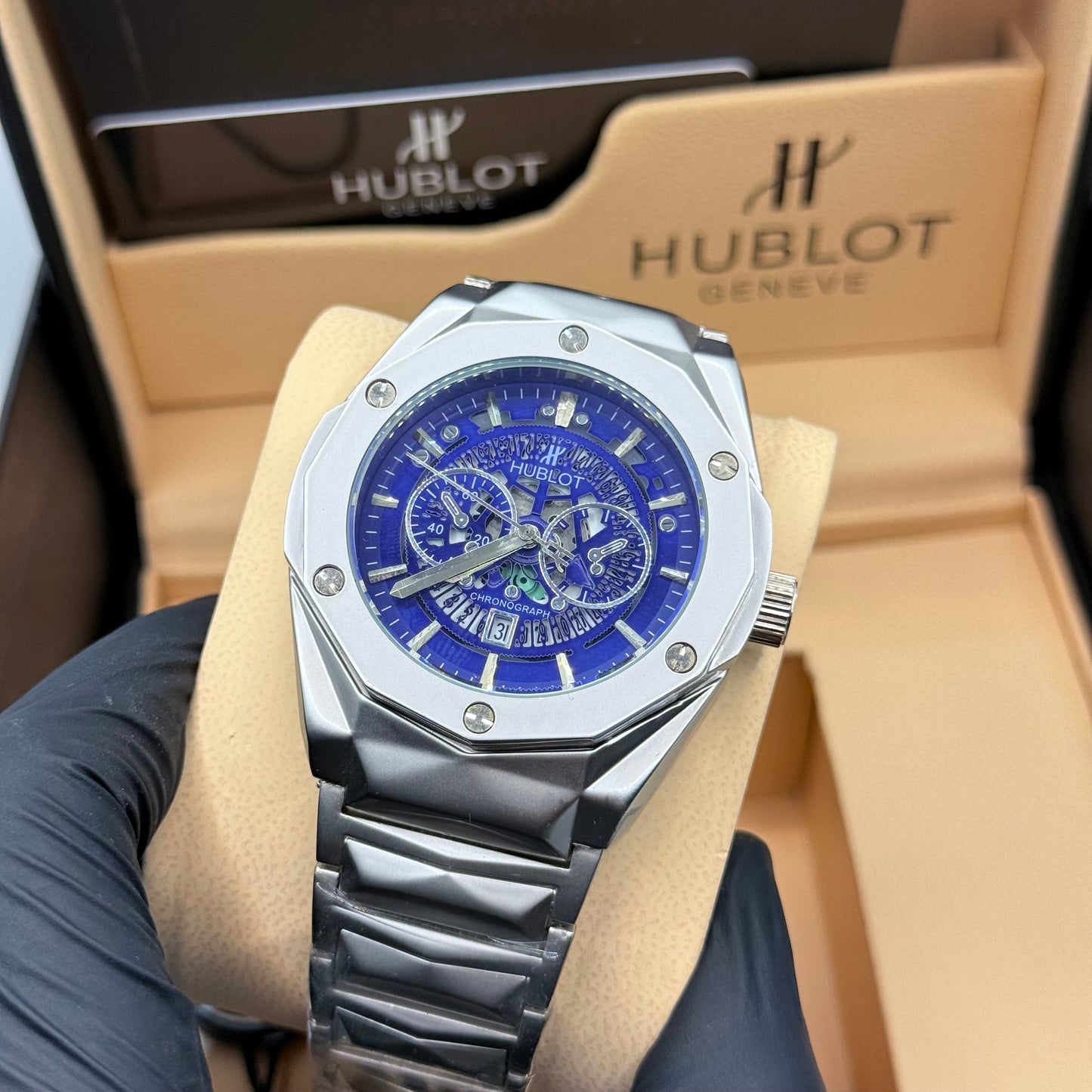 Hublot diamond cut blue  dial