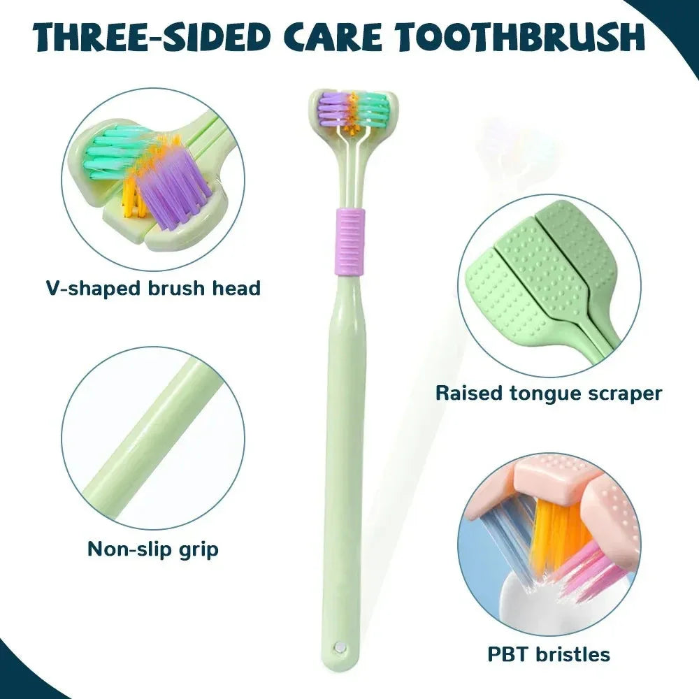 | 3-Sided Modern Toothbrush (Random Color)