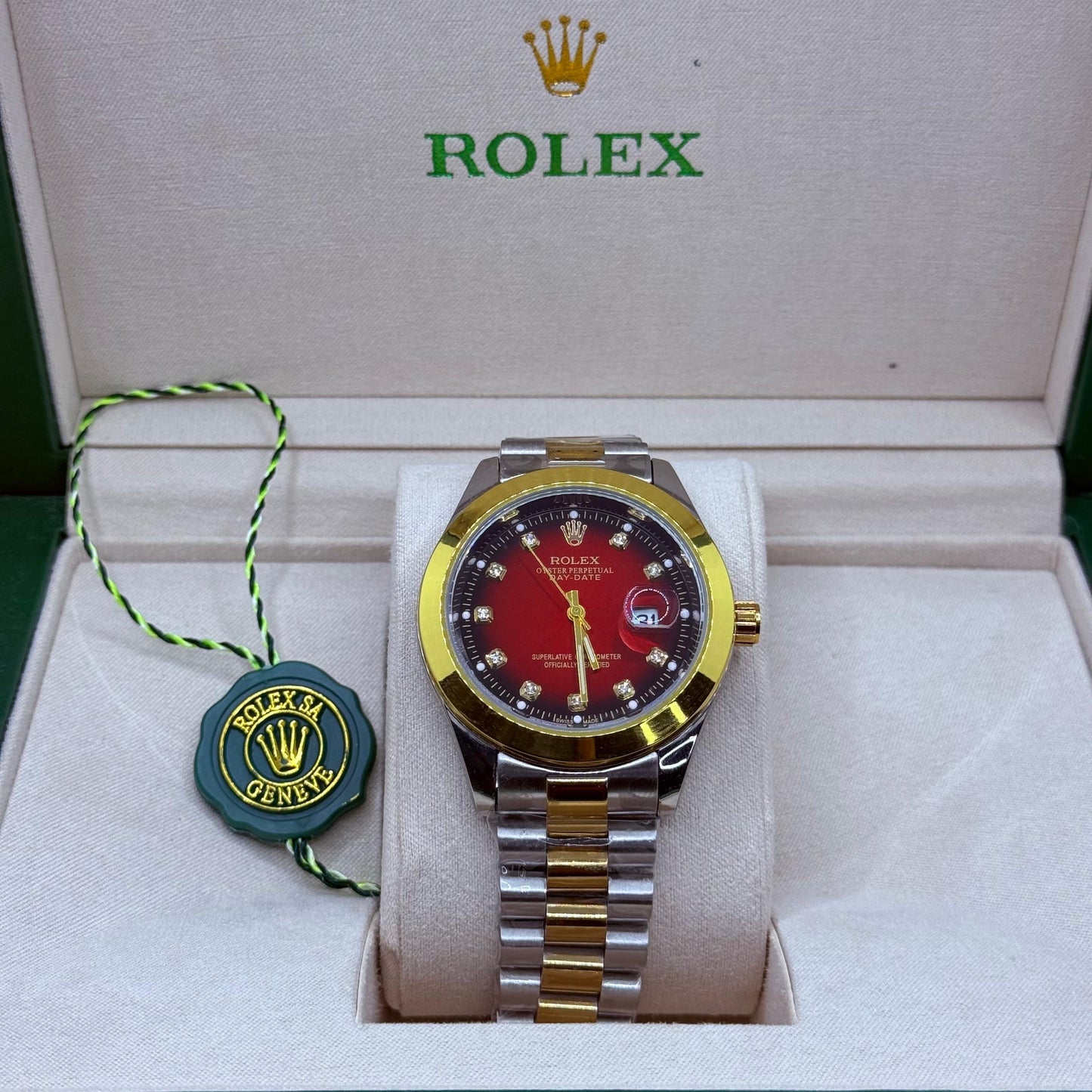 Rolex oyster truetone with  red  dial