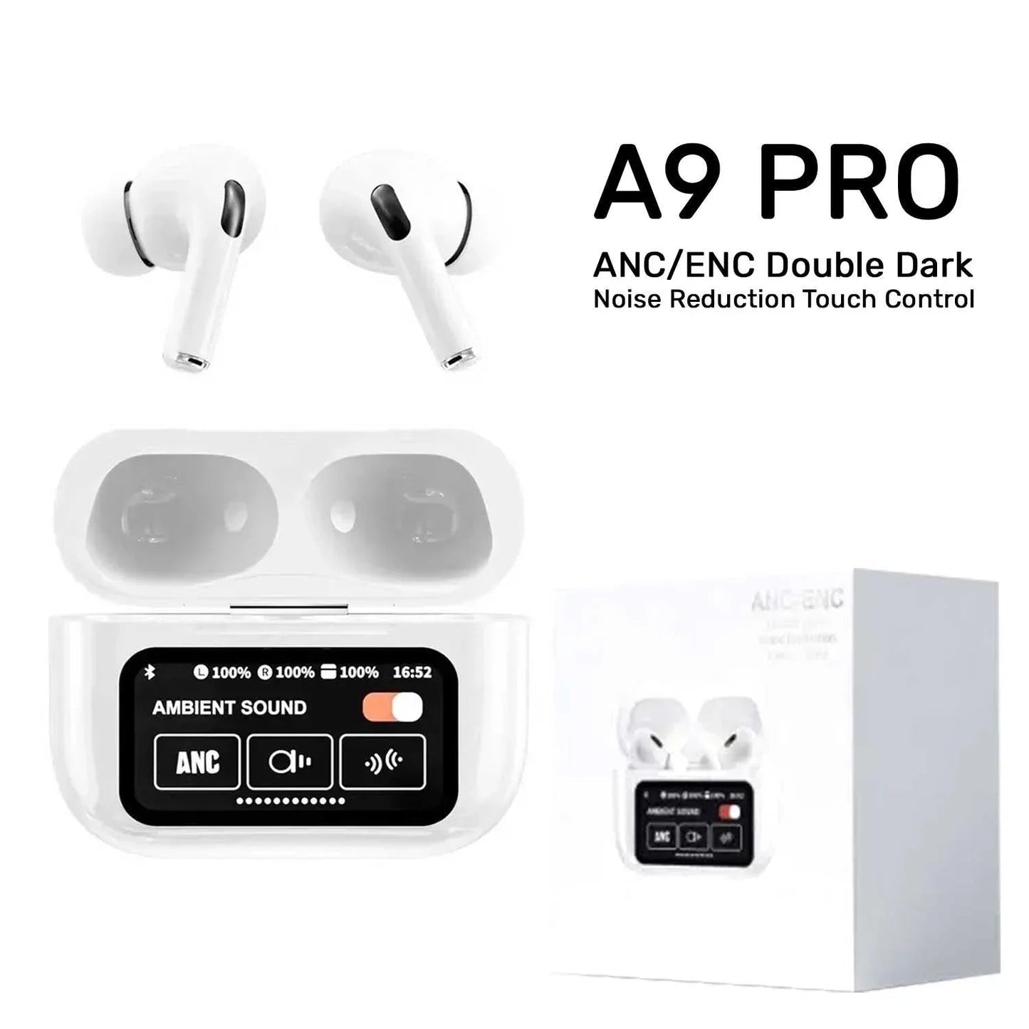 ANC/ENC A9 Airpods Touch Screen Wireless  Pro Earbuds