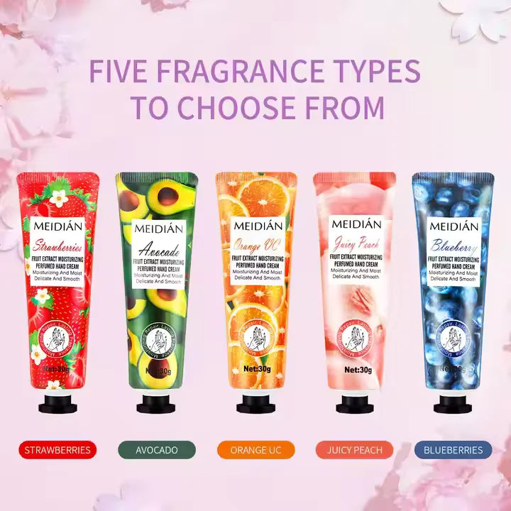 Meidian Fruit Extract Moisturizing Perfumed Hand Cream Set (Pack of 5)
