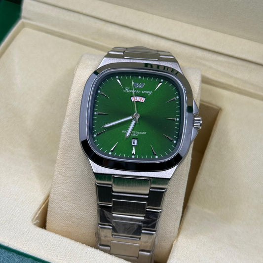 Success way silver with green  dial DAY & DATE