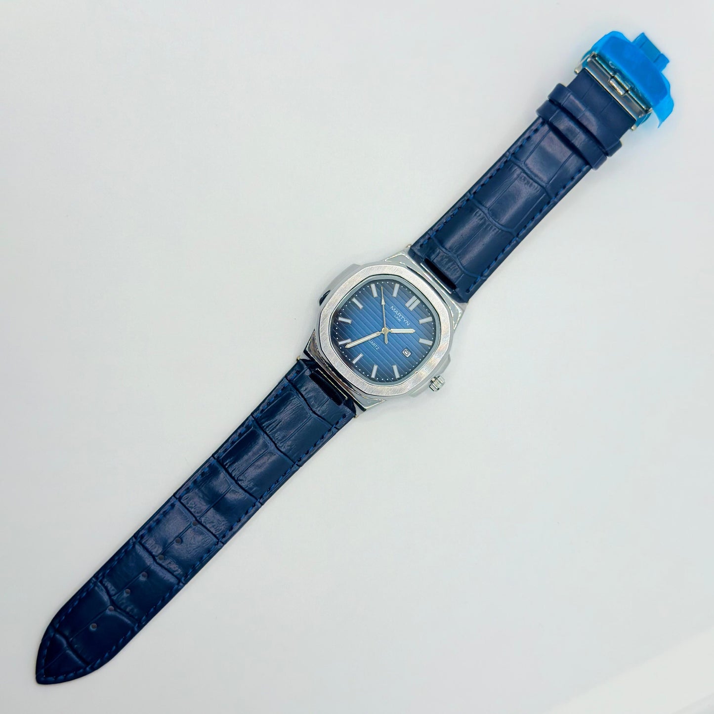 MARTIN blue dial with blue leather strap watch