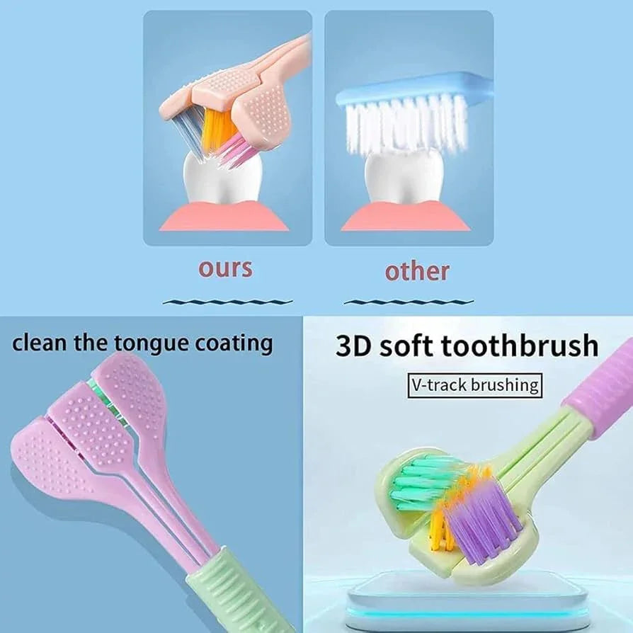 | 3-Sided Modern Toothbrush (Random Color)