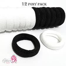 White And Black Ladies Rubber Band Elastic Pony Elastic Hair Bands, Rubber Bands, Poni , Hair Accessories -Pack 12